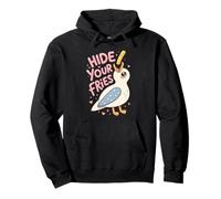 Hide Your Fries Funny Kawaii Seagull Pullover Hoodie