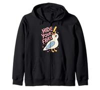 Hide Your Fries Funny Kawaii Seagull Zip Hoodie