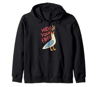 Hide Your Fries Funny Seagull Zip Hoodie