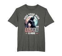 Hide Your Wife The Alpha is Here Alpha Wolf Meme Cringe T-Shirt, Men's Big and Tall, Asphalt Grey, 6X Tall