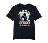 Hide Your Wife The Alpha is Here Alpha Wolf Meme Cringe T-Shirt, Men's Big and Tall, Black, 6X Tall