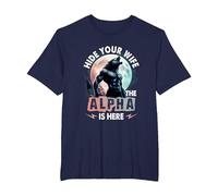 Hide Your Wife The Alpha is Here Alpha Wolf Meme Cringe T-Shirt, Men's Big and Tall, Navy Blue, 3X Tall