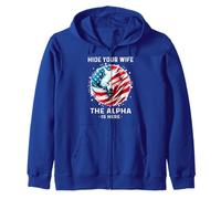 Hide Your Wife The Alpha Is Here American Alpha Wolf Meme Zip Hoodie