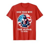 Hide Your Wife The Alpha's Here USA Meme Men Werewolf Meme T-Shirt