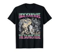 Hide Your Wife The Sigma Is HereFunny Werewolf Wolf Meme T-Shirt