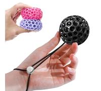 HIDEDC Stress Ball for Adults - 3D Printed Hollow Squeeze Balls with Adjustable Wrist Strap, Hand Exercise Grip Strengthener for Office Stress & Anxiety Relief (Black)