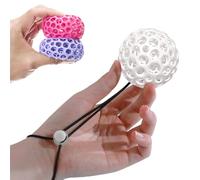 HIDEDC Stress Ball for Adults - 3D Printed Hollow Squeeze Balls with Adjustable Wrist Strap, Hand Exercise Grip Strengthener for Office Stress & Anxiety Relief (White)
