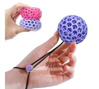 HIDEDC Stress Ball for Adults - 3D Printed Hollow Squeeze Balls with Adjustable Wrist Strap, Hand Exercise Grip Strengthener for Office Stress & Anxiety Relief (Purple)