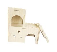 Hideout for Hamsters, Fun Wooden Hut with Climbing Ladder And Cage Accessories for Mice And Syrian Hamsters to Play with, Style A