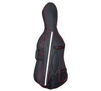 Hidersine CBA2 Series Padded Soft Cello Case - Full Size - Padded Cello Case Bag with Accessory and Bow Pockets - Carry Straps for ease of use - Black/Red