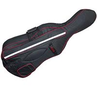 Hidersine CBB Series Padded Soft Cello Case - 3/4 Size - Padded Cello Case Bag with Accessory and Bow Pockets - Carry Straps for ease of use - Black/Red
