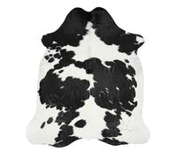 HIDES BAZAAR Black and White Area Rug Premium Cow Rug with Black & White Pattern for Home and Office - Classic Black and White Rug Made with Real Tanned Cowhide - Cow Hide Rugs 6x6-7 ft