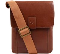 Hidesign Aiden Genuine Leather and Canvas Mini Crossbody Men/Women Messenger Bag/Travel Bag / 10.5" iPad Bag, Tan & Brown, S, Crossbody Bag