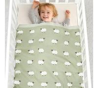 Hidetex Baby Knit Blanket - Soft Cotton Infant Blanket with Cute Sheep Pattern, Stroller Cover & Nursery Throw,90 x 70 cm (Green)