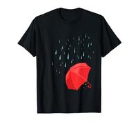 Hiding Cat - Black Cat Hiding Under a Red Umbrella Design T-Shirt