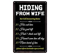 Hiding From The Wife Vintage Metal Tin Sign,Bar Man Cave Decor Garage Signs Metal Plaque for Cofe Home Kitchen Office Bar Restaurant Dorm Club or Garage 12" X 8"