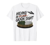Hiding in Grain Sight - Funny Crop Circle UFO T-Shirt