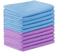 HIDMD Microfibre Cleaning Cloths Fish Scale Microfiber Lint free Towels Polishing Dishes Glasses Car Windows Mirrors Screen TV Tablets Camera 30CM X 30CM 10 PACK Purple+Blue