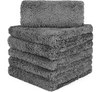 HIDMD Microfibre Edgeless Car Towels Professional Microfiber Cloths for Car AUTO MOTO Drying Washing Detailing Buffing Polishing Plush Edgeless Cloth 16x16 inch 6Pack Grey