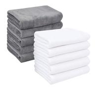 HIDMD Microfibre Face Cloth Makeup Remover Cloth Facial Washcloths Face Cleaning Towels For Eye Face Exfoliating Bath 30CM X 30CM 10 PACK Grey+White