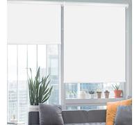 HIDODO Thermal Roller Window Blinds, Blackout Roller Blinds for Windows, Waterproof Fabric Blinds UV Protection Fit Bedroom, Living Room, Bathroom, Kitchen and Doors, 91 x 183 cm, White