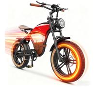 Hidoes B10 Ebikes for Adults,13Ah Battery 70Km Range,Fat Tire Electric Bike for Adults Up to 25Km/h, 60N·M Motor Electric Bicycle Retro E Bike,with Leather Bags,20" All-Terrain Tires