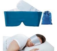 HIDOLL Silk Sleep Eye Mask - Women Men 100% Mulberry Blackout Blindfold Adjustable Sleeping Masks (Blue)
