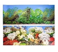 Hidom Aquarium Background Poster Double Sided - Height 16" / 40cm - Length 2 FT / 61cm - Two Scenic Pictures displaying Aquatic Backdrops - DS 400-CP2