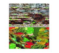 Hidom Aquarium Background Poster Double Sided - Height 16" / 40cm - Length 3 FT / 92cm - Two Scenic Pictures displaying Aquatic Backdrops - DS-400-9035/9036