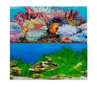 Hidom Aquarium Background Poster Double Sided - Height 19" / 50cm - Length 2 FT / 61cm - Two Scenic Pictures displaying Aquatic Backdrops