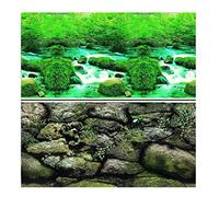 Hidom Aquarium Background Poster Double Sided - Height 24" / 60cm - Length 2 FT / 61cm - Two Scenic Pictures displaying Aquatic Backdrops - DS 600-9037/9057-2