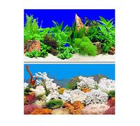 Hidom Aquarium Background Poster Double Sided - Height 24" / 60cm - Length 3 FT / 92cm - Two Scenic Pictures displaying Aquatic Backdrops - DS-600-9029/9066