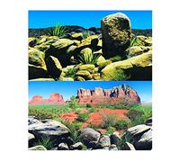 Hidom Aquarium Background Poster Double Sided - Height 24" / 60cm - Length 3 FT / 92cm - Two Scenic Pictures displaying Vivarium Reptile Desert Backdrops - DS-600-9068/9069