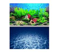 Hidom Aquarium Background Poster Double Sided - Height 31" / 80cm - Length 2 FT / 61cm - Two Scenic Pictures displaying Aquatic Backdrops - DS 800-9019/9063