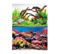 Hidom Aquarium Fish Tank Background Picture décor Poster Double Sided - Height 16" / 40cm - Two Scenic Pictures displaying Aquatic Backdrops - Length 2 FT / 61cm