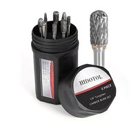 HIDOTOL Carbide Burr Set 1/4" Shank 8PC Tungsten Double Cut Carbide Rotary Burr Set for Metal and Wood Carving, Grinding, Polishing, Engraving, Drilling in Sturdy Round Case.