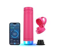 HidrateSpark PRO 2 Smart Water Bottle - 21 oz insulated stainless steel, tracks intake, glows & beeps reminders, Bluetooth app sync, chug & straw lids, BPA-free, Flamingo (with Apple Find My)