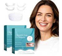 Hidreat 2 Pcs Clip-in Veneers Teeth Set, Snap-On Upper and Lower False Teeth, Adjustable Fit for Missing, Crooked or Stained Teeth, Natural Smile Solution for Men and Women