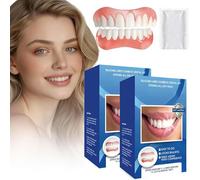 Hidreat 2 Set Adjustable Clip in Veneers Teeth for Missing, Crooked or Stained Tooth, Silicone Snap on Veneers Top and Bottomfor Men Women, Professional Temporary Smile Repair Kit for Party