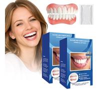 Hidreat 2 Set Clip in Veneers Teeth, Snap on Veneers Top and Bottom for Men and Women, Silicone Adjustable Fake Teeth for Missing, Crooked or Stained Tooth for Daily Use, Instant Natural Smile