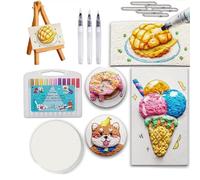 HIDRUO 3D Magic Foam Texture Painting Kit, Magic Puffy Paint Art, Puffy Popcorn Magics Foam Texture Painting Kit with Paint Paper and Markers, DIY Bubble Drawing Pens for Painting, Art (Circle)