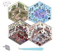 HIDRUO DIY 3D House Stickers, Fun DIY Stickers Scene Make, DIY Cozy Little Home House Scene Stickers Quiet Book,Cartoon Sticker Set for Adult Kids Relief Stress Pass The Time (A(12.5X15cm))