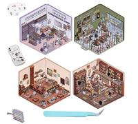 HIDRUO DIY 3D House Stickers, Fun DIY Stickers Scene Make, DIY Cozy Little Home House Scene Stickers Quiet Book,Cartoon Sticker Set for Adult Kids Relief Stress Pass The Time (B(12.5X15cm))