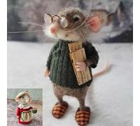 HIDRUO Felt Mice, Cute Needle Felted Mouse, Christmas Wool Felt Mouse Ornament, Cute Felt Mice Figurine for Halloween Christmas Decor, Needle Felted Christmas Mouse Doll Decorations (B)