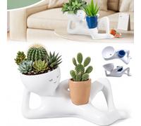 HIDRUO Funny Plant Pots, Unique Face Planter, Funny Succulent Plant Pot with Drainage Hole, Cute Resin Indoor Planter for Small Plants, Quirky Desk Decor & Novelty Gift for Plant Lovers (Yellow, 1)
