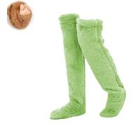 HIDRUO Fuzzy Dreams Thigh High Sock, Teddy Legs,Fluffy Winter Warm Socks Teddy Fleece Overknee Stockings Soft Knee High Sock (Fruit Green)