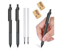 HIDRUO Inkless Pencil, Infinity Pencil with Eraser, Unlimited Writing Pencil, Long Lasting Magic Reusable Pencils for Writing, Drawing, Drafting, Home Office School Supplies (2PCS, Black)