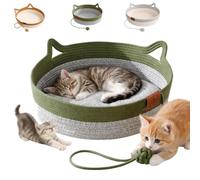 HIDRUO Natural Rope Cat Basket,Stimulicat Handwoven Cat Basket，Army green：M