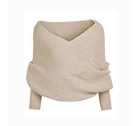 HIDRUO Snowfall Sweater Scarf with Sleeves, Autumn Winter Warm Knitted Crochet Scarf Wrap Shawl Cape with Sleeves Blanket (Beige, One Size)