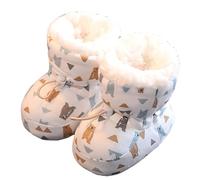 HIDRUO Warm Fur Baby Boots, Winter Warm Snow Boots Soft Sole Crib Shoes Booties for Newborn Infant Toddler (Geometric Bear, 13cm/5.2in)